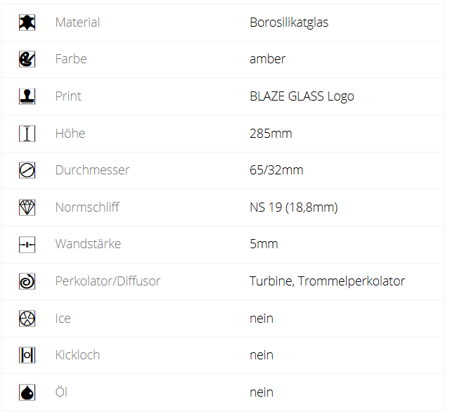 BLAZE Glasbong mit Trommelperkolator