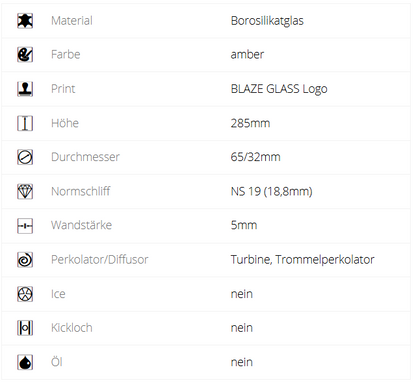 BLAZE Glasbong mit Trommelperkolator
